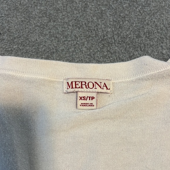 Merona Women’s White Button Up Sweater - Picture 3 of 3